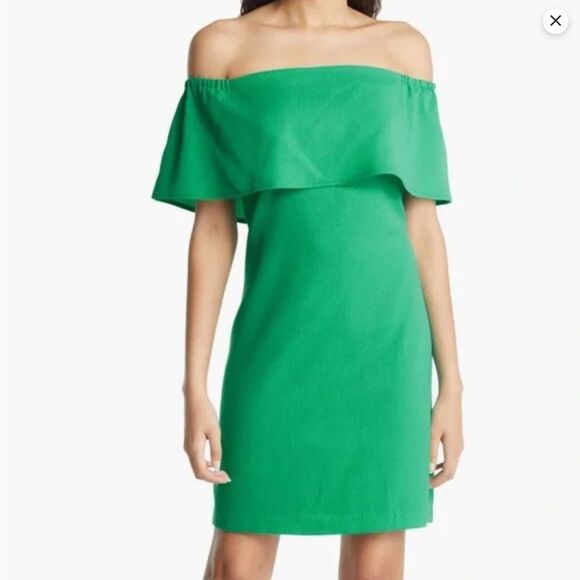 Charles Henry Off-Shoulder Emerald Dress Sz: M - Picture 4 of 11